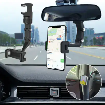 Flexible Rearview Mirror Smartphone Holder